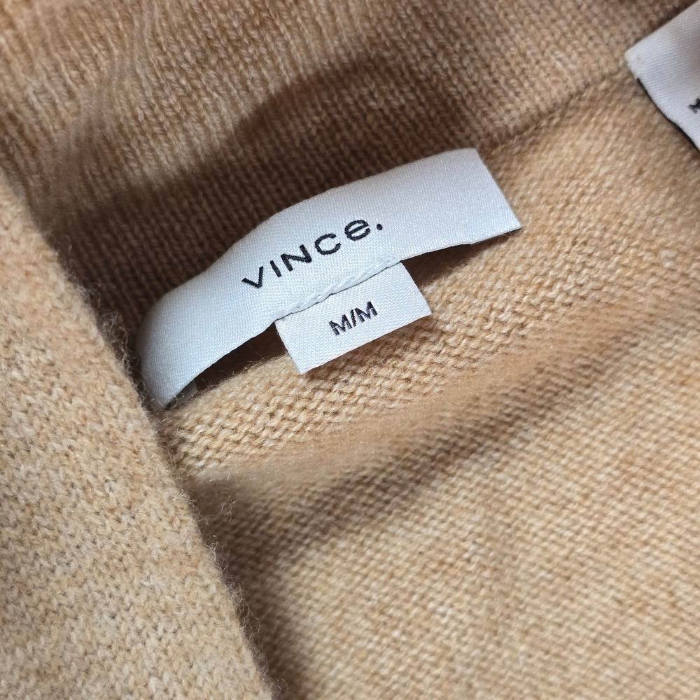 Vince Wool Cashmere Open Front Cardigan Camel Tan Shawl Collar Medium RN106730 - Picture 5 of 7